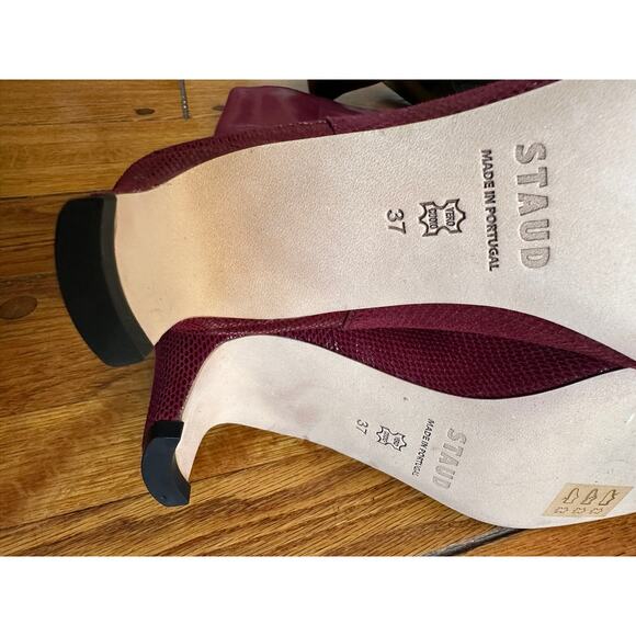 STAUD Western Wally Lizard-Effect Leather Boots Pinot 37 - Picture 3 of 3